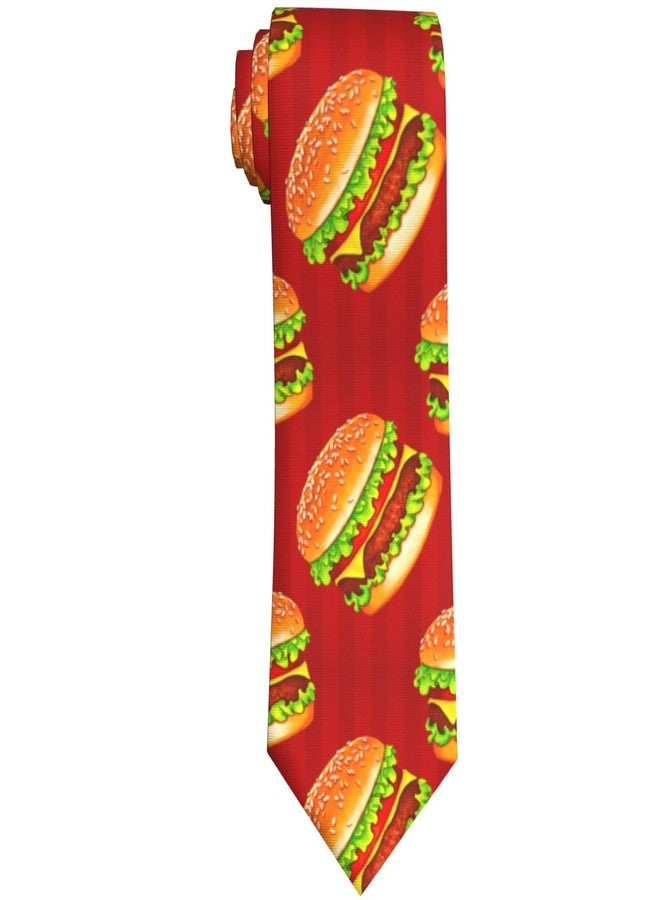 Giinly Hamburger Red Food Mens Ties Funny Long Neckties For Men Big And Tall, 61'' Xl Neck Tie - Image 1